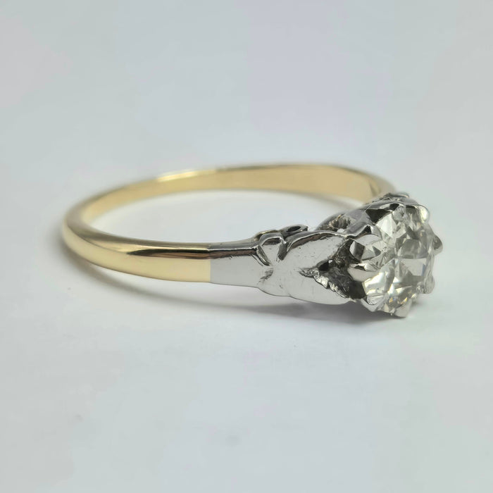 2075: Vintage: 18ct Gold (0.63ct) Round Cut Diamond Solitaire Set in Platinum- Marvellous