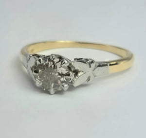 2075: Vintage: 18ct Gold (0.63ct) Round Cut Diamond Solitaire Set in Platinum- Marvellous