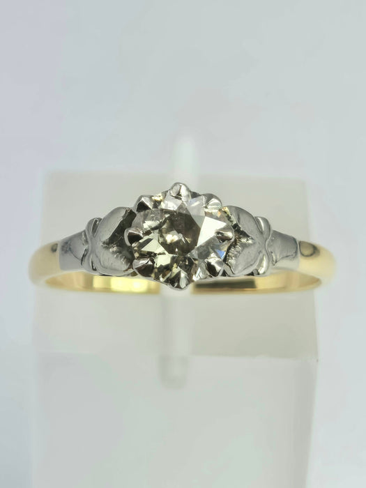 2075: Vintage: 18ct Gold (0.63ct) Round Cut Diamond Solitaire Set in Platinum- Marvellous
