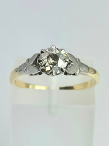 2075: Vintage: 18ct Gold (0.63ct) Round Cut Diamond Solitaire Set in Platinum- Marvellous