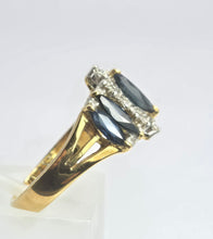 Cargar imagen en el visor de la galería, 2098: Vintage: 18ct Gold 5 Sapphires Diamonds Half-Hoop Dress Ring- Fabulous
