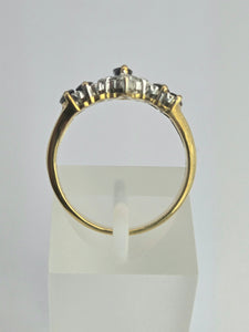 2098: Vintage: 18ct Gold 5 Sapphires Diamonds Half-Hoop Dress Ring- Fabulous