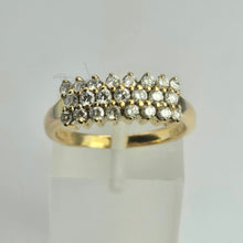 Cargar imagen en el visor de la galería, 2103: Vintage: 18ct Gold Three- Row 23 Round Full Cut Diamonds (0.54ct) Ring- Exquisite
