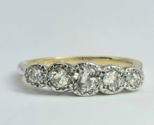 Load image into Gallery viewer, 2106: Vintage: 18ct Gold natural Diamonds (0.69ct) 5-Stone Ring- Splendid

