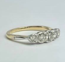 Load image into Gallery viewer, 2106: Vintage: 18ct Gold natural Diamonds (0.69ct) 5-Stone Ring- Splendid
