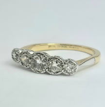 Load image into Gallery viewer, 2106: Vintage: 18ct Gold natural Diamonds (0.69ct) 5-Stone Ring- Splendid
