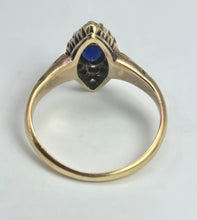 Cargar imagen en el visor de la galería, 2139: Vintage; 18ct Gold Art Deco Marquise Sapphire Diamonds Cluster Ring
