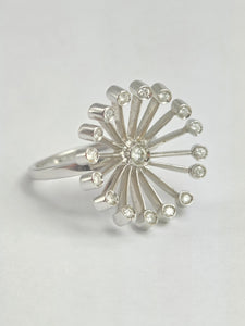 0112: Vintage: 18ct White Gold "Sunray" Diamonds Fine Jewellery Set: Ring, Pendant, Necklace- Extraordinary
