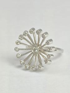 0112: Vintage: 18ct White Gold "Sunray" Diamonds Fine Jewellery Set: Ring, Pendant, Necklace- Extraordinary