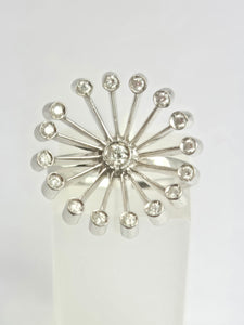 0112: Vintage: 18ct White Gold "Sunray" Diamonds Fine Jewellery Set: Ring, Pendant, Necklace- Extraordinary