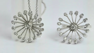 0112: Vintage: 18ct White Gold "Sunray" Diamonds Fine Jewellery Set: Ring, Pendant, Necklace- Extraordinary