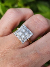 Load image into Gallery viewer, 1944: Vintage; 18ct Gold Art Deco Style Diamonds (1.75ct) Square Cluster Ring- Fabulous
