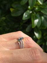 Load image into Gallery viewer, 1895: Vintage: 9ct Gold Blue &amp; White Diamonds Openwork Dress Ring- 50 natural sparkling diamonds
