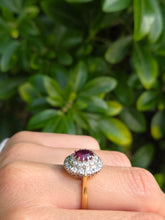Cargar imagen en el visor de la galería, 6153: Vintage 18ct Gold Ruby Diamonds Flower Head Cluster Ring- an exceptional piece
