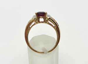 1900: Vintage: 9ct Gold Almandine Garnets Diamonds Cocktail Ring