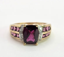 Load image into Gallery viewer, 1900: Vintage: 9ct Gold Almandine Garnets Diamonds Cocktail Ring
