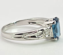 Load image into Gallery viewer, 2060: Vintage; 9ct White Gold London Blue Topaz Diamonds Dress Ring

