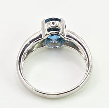 Load image into Gallery viewer, 2060: Vintage; 9ct White Gold London Blue Topaz Diamonds Dress Ring
