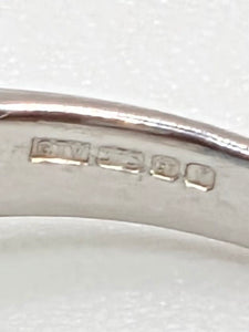 2060: Vintage; 9ct White Gold London Blue Topaz Diamonds Dress Ring