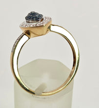 Cargar imagen en el visor de la galería, 2153: Vintage: 9ct Gold Blue White Diamonds Dress Ring- 55 natural sparkling diamonds
