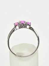 Load image into Gallery viewer, 2163 :Vintage: 9ct White Gold Pink Sapphires Diamonds Ring- Petite, sparkling beauty
