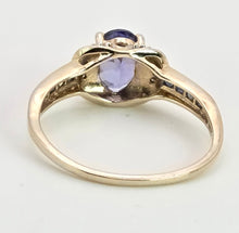 Load image into Gallery viewer, Vintage; 9ct Gold Violet Blue Tanzanite 6 Natural Diamonds Dress Ring
