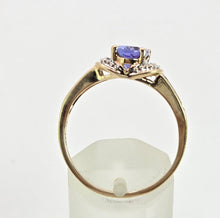 Load image into Gallery viewer, Vintage; 9ct Gold Violet Blue Tanzanite 6 Natural Diamonds Dress Ring
