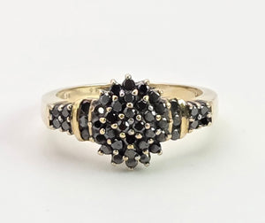 2169: Vintage: 9ct Gold Pave Set Black Diamonds Signet/Stacker Ring- 0.5ct natural black diamonds