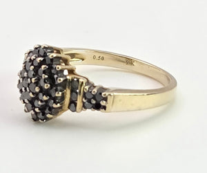 2169: Vintage: 9ct Gold Pave Set Black Diamonds Signet/Stacker Ring- 0.5ct natural black diamonds