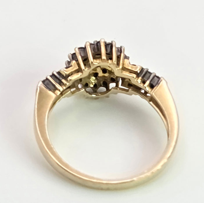 2169: Vintage: 9ct Gold Pave Set Black Diamonds Signet/Stacker Ring- 0.5ct natural black diamonds