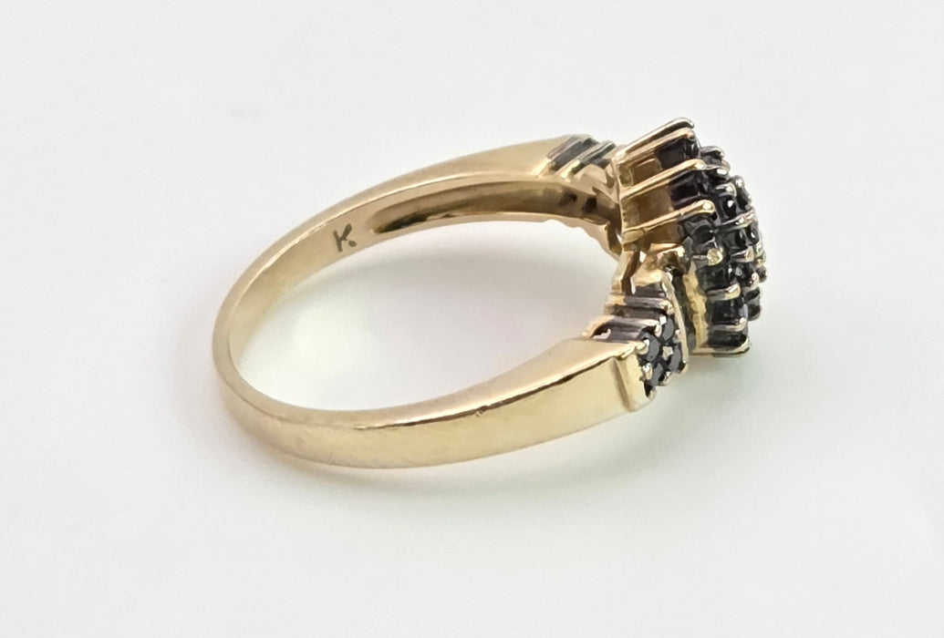 2169: Vintage: 9ct Gold Pave Set Black Diamonds Signet/Stacker Ring- 0.5ct natural black diamonds