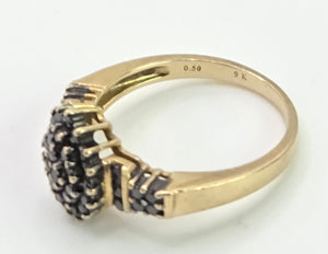 2169: Vintage: 9ct Gold Pave Set Black Diamonds Signet/Stacker Ring- 0.5ct natural black diamonds