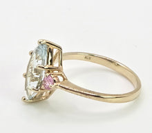 Load image into Gallery viewer, 2177: Vintage: 9ct Gold Marquise Blue Aquamarine Pink Sapphires Dress Ring
