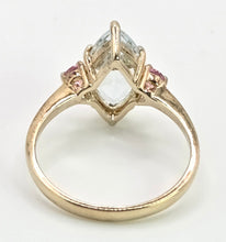 Load image into Gallery viewer, 2177: Vintage: 9ct Gold Marquise Blue Aquamarine Pink Sapphires Dress Ring
