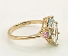 Load image into Gallery viewer, 2177: Vintage: 9ct Gold Marquise Blue Aquamarine Pink Sapphires Dress Ring

