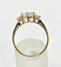 Load image into Gallery viewer, 2177: Vintage: 9ct Gold Marquise Blue Aquamarine Pink Sapphires Dress Ring
