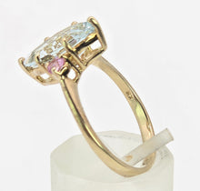 Load image into Gallery viewer, 2177: Vintage: 9ct Gold Marquise Blue Aquamarine Pink Sapphires Dress Ring
