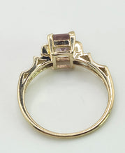 Load image into Gallery viewer, 2178: Vintage; 9ct Gold Emerald Cut Ametrine Diamonds Dress Ring- a rare find
