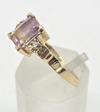 Load image into Gallery viewer, 2178: Vintage; 9ct Gold Emerald Cut Ametrine Diamonds Dress Ring- a rare find
