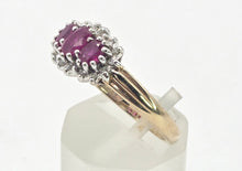 Load image into Gallery viewer, 2180: Vintage: 9ct Gold Rich Red Ruby Trilogy 18 Diamonds Dress Ring
