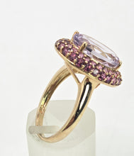 Load image into Gallery viewer, 2185:    Vintage; 9ct Gold Lilac Amethysts Garnets Halo Cluster Ring
