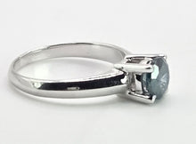 Cargar imagen en el visor de la galería, 2186: Vintage; 18ct White Gold Round Full Cut Blue Natural Diamond Solitaire Ring
