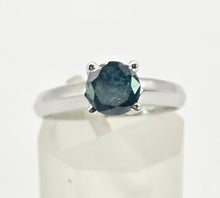 Cargar imagen en el visor de la galería, 2186: Vintage; 18ct White Gold Round Full Cut Blue Natural Diamond Solitaire Ring
