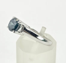 Cargar imagen en el visor de la galería, 2186: Vintage; 18ct White Gold Round Full Cut Blue Natural Diamond Solitaire Ring

