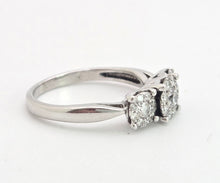 Load image into Gallery viewer, 1869: Vintage: 9ct White Gold Diamonds Floral Trilogy Ring- natural sparkling beauty
