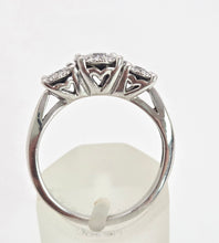 Load image into Gallery viewer, 1869: Vintage: 9ct White Gold Diamonds Floral Trilogy Ring- natural sparkling beauty
