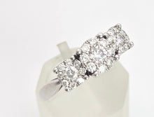 Load image into Gallery viewer, 1869: Vintage: 9ct White Gold Diamonds Floral Trilogy Ring- natural sparkling beauty
