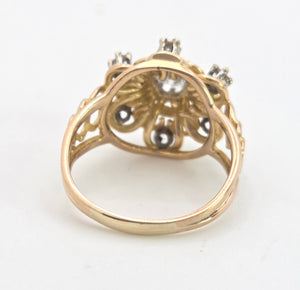Vintage: 18ct  Gold Brilliant  & Round Cut Natural Diamonds Cluster Ring