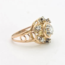Cargar imagen en el visor de la galería, Vintage: 18ct  Gold Brilliant  &amp; Round Cut Natural Diamonds Cluster Ring
