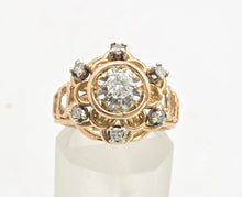 Cargar imagen en el visor de la galería, Vintage: 18ct  Gold Brilliant  &amp; Round Cut Natural Diamonds Cluster Ring
